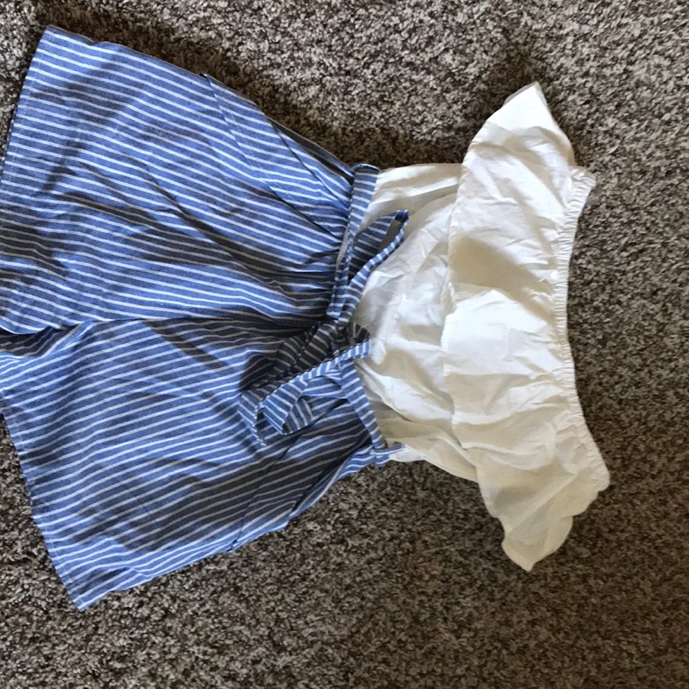 Blue and white romper